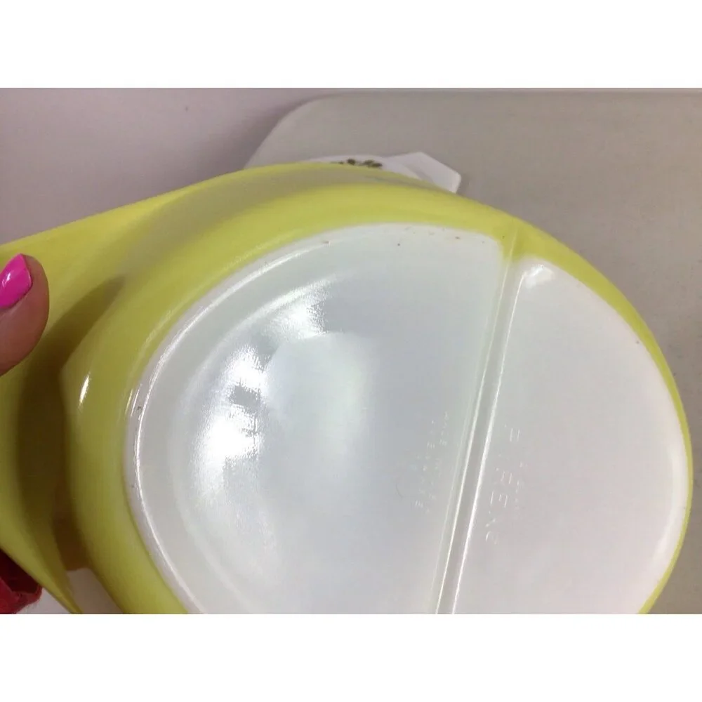 Vintage Pyrex Green Floral Oval Casserole Dish Made Usa